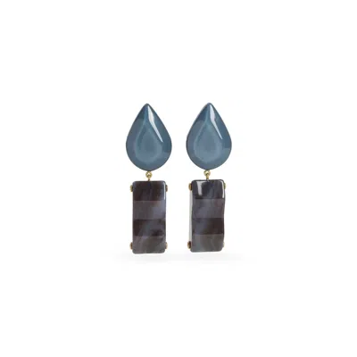 Giorgio Armani Teardrop-rectangular Stone Clip-on Earrings In Animal Print