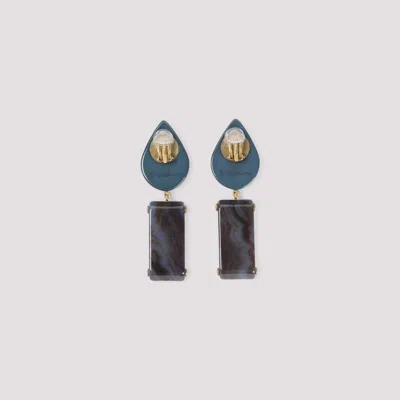 Giorgio Armani Teardrop-rectangular Stone Clip-on Earrings In Animal Print