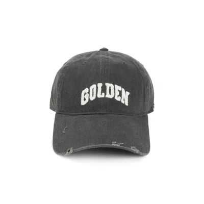 Golden Goose Cotton Baseball Cap With A Lived-in Finish Accessories In Gray