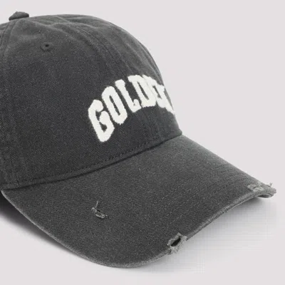 Golden Goose Cotton Baseball Cap With A Lived-in Finish Accessories In Gray