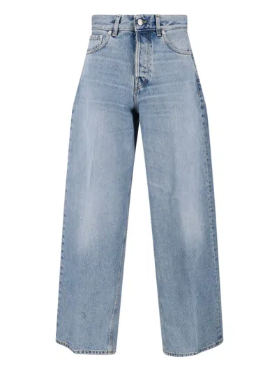 Haikure Straight Leg Trousers Belt Loops In Blue