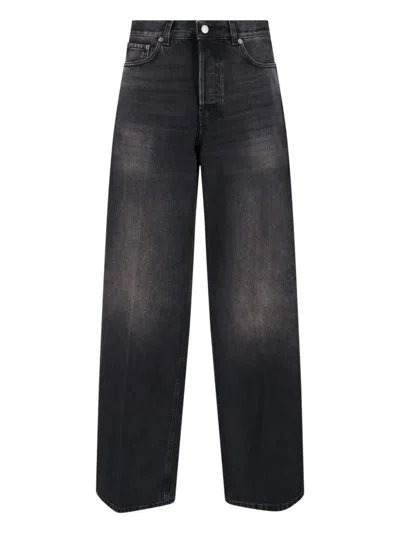 Haikure High-waisted Wide-leg Jeans With Vintage Faded Finish In Black