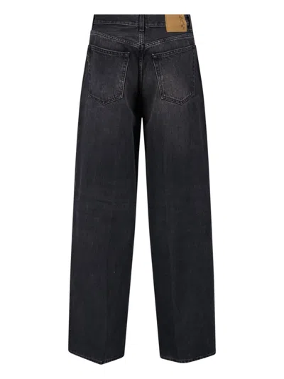 Haikure High-waisted Wide-leg Jeans With Vintage Faded Finish In Black