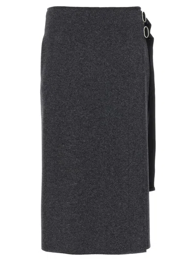 Jil Sander Flannel Skirt In Gray