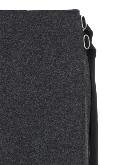 Jil Sander Flannel Skirt In Gray