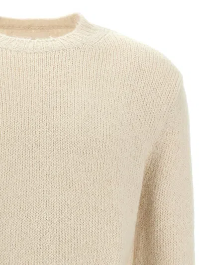 Jil Sander Ribbed Hem And Cuff Alpaca Blend Sweater In White