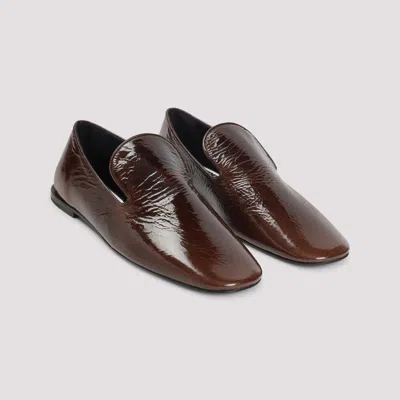 Jil Sander Squared Toe Loafer In Dark Earth In Black