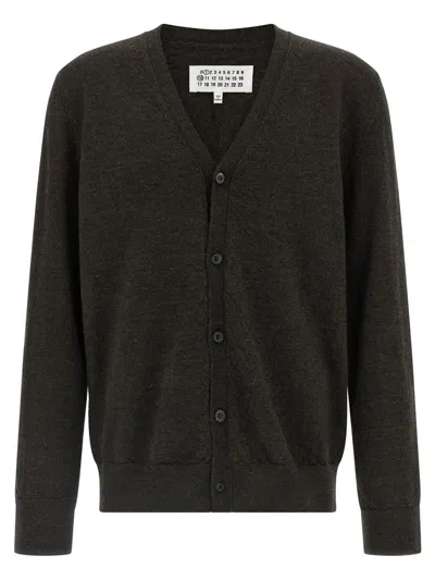 Maison Margiela Suede Patch Cardigan Sweaters And Cardigans Brown In Brown