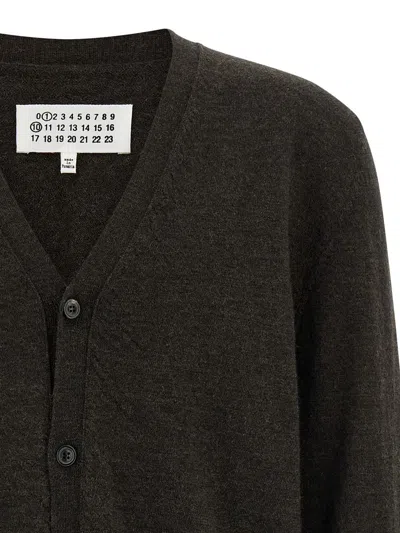 Maison Margiela Suede Patch Cardigan Sweaters And Cardigans Brown In Brown
