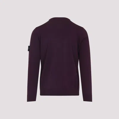 Stone Island Crew Neck Wool Sweater With Ribbed Texture In Red