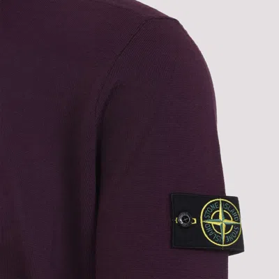 Stone Island Crew Neck Wool Sweater With Ribbed Texture In Red