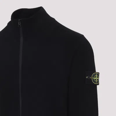 Stone Island Sweater Wool Blend Standing Collar In Black