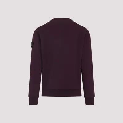 Stone Island Crew Neck Wool Sweater With Ribbed Texture In Burgundy