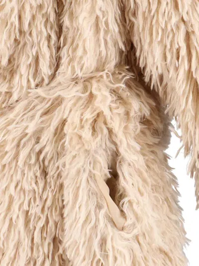 Tagliatore Waist Belted Long Length Textured Hooded Jacket In Neutral