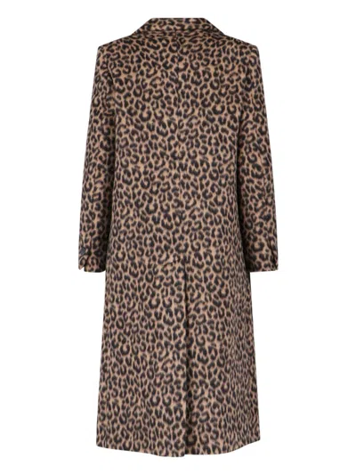 Tagliatore Jole Double-breasted Midi Coat In Animal Print