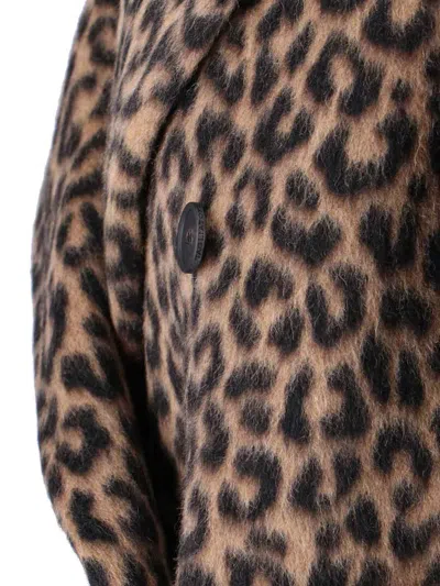 Tagliatore Jole Double-breasted Midi Coat In Animal Print