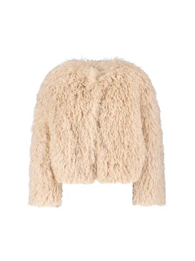 Tagliatore Faux Fur Texture Jacket In Brown