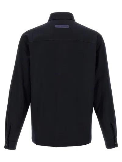 Zegna Padded Techmerino Shirt Jacket In Black