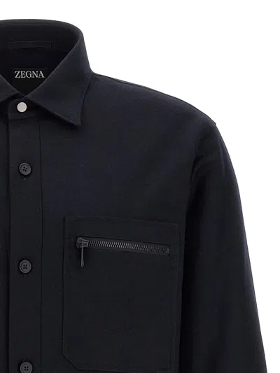 Zegna Padded Techmerino Shirt Jacket In Black