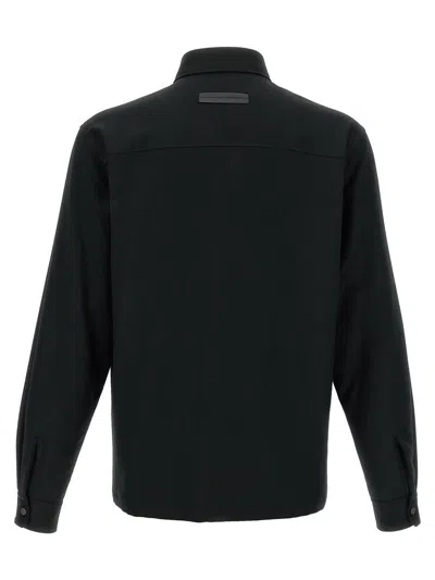 Zegna Padded Techmerino Shirt Jacket In Black