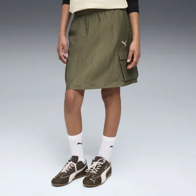 Puma Bowtique Woven Cargo Skirt Youth In Green