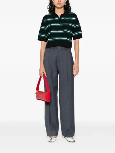 Sandro Striped Straight-leg Trousers In Gray