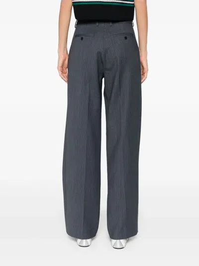 Sandro Striped Straight-leg Trousers In Gray