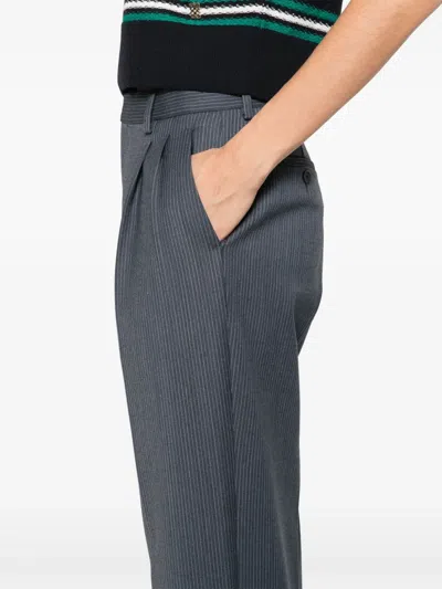 Sandro Striped Straight-leg Trousers In Gray