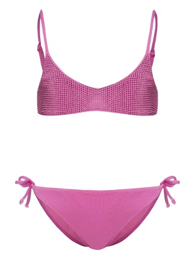 Mc2 Saint Barth Rhinestone-embellished Bikini In Pink