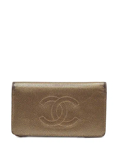 Pre-owned Chanel Cc-logo Leather Wallet In Brown