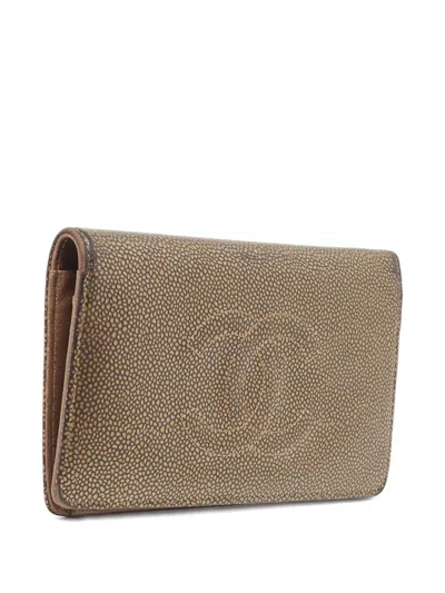 Pre-owned Chanel Cc-logo Leather Wallet In Brown