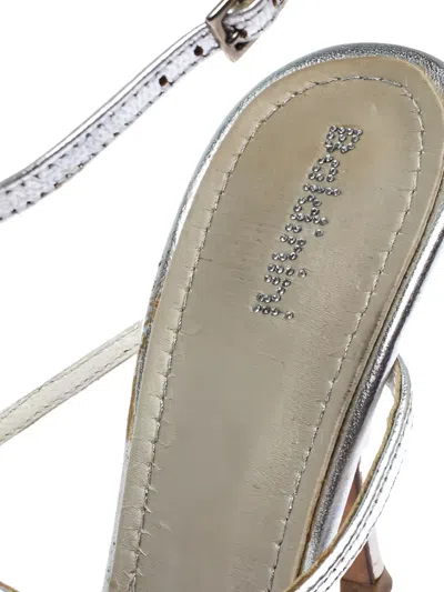 Pre-owned Baldinini  100mm Crystal-strap Sandals In Silver