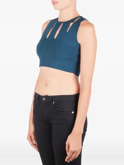 Pre-owned Cushnie  Cut-out Ribbed Top In Blue