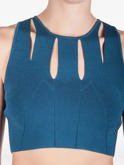 Pre-owned Cushnie  Cut-out Ribbed Top In Blue