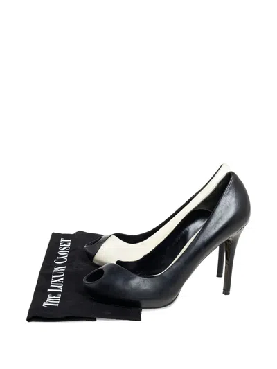 Pre-owned Alexander Mcqueen Peep-toe Leather Pumps In Black