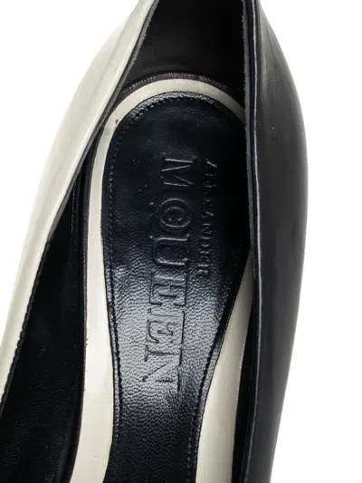 Pre-owned Alexander Mcqueen Peep-toe Leather Pumps In Black