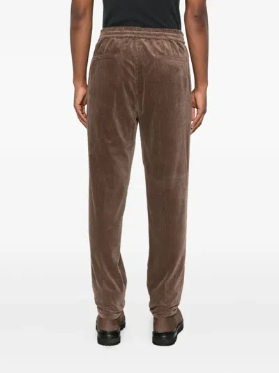 Brunello Cucinelli Brown Ribbed Drawstring Trousers Feature A Ribbed Texture In Brown