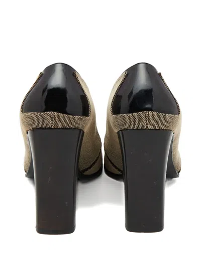Pre-owned Gucci Block Heel Textured Pumps In Brown