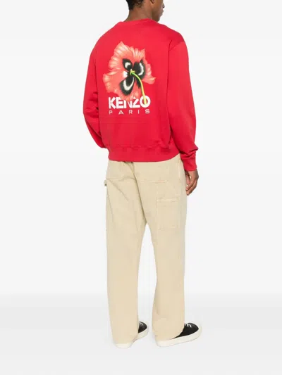 Kenzo Graphic Back Print Crewneck Sweater In Red