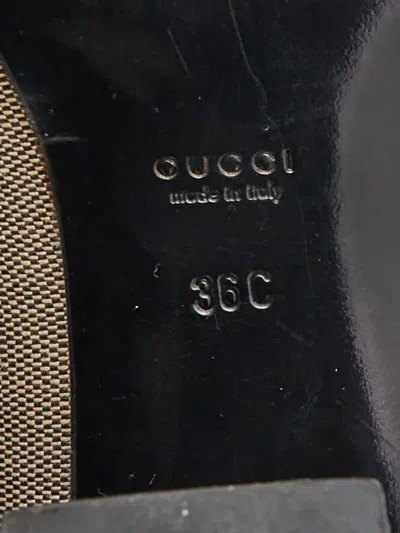 Pre-owned Gucci Block Heel Textured Pumps In Brown