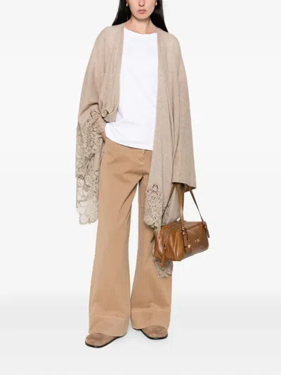 Ermanno Scervino Lace-trimmed Wool Cape