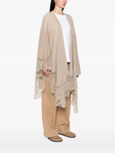 Ermanno Scervino Lace-trimmed Wool Cape