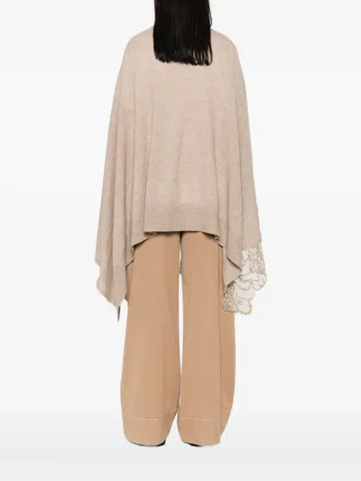 Ermanno Scervino Lace-trimmed Wool Cape