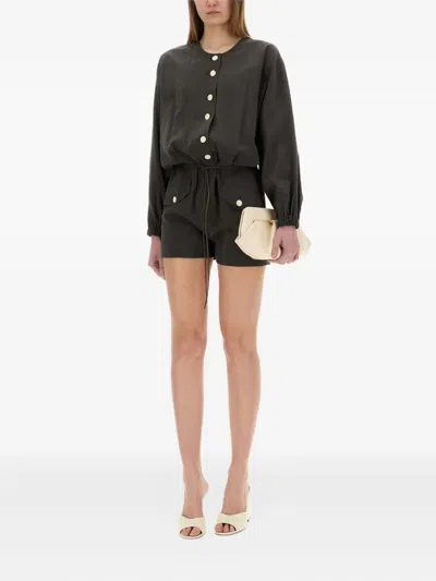 Alysi Buttoned-front Drawstring Playsuit