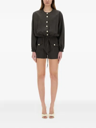 Alysi Buttoned-front Drawstring Playsuit
