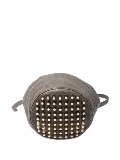 Pre-owned Alexander Wang Diego Stud-detail Bucket Bag In Gray