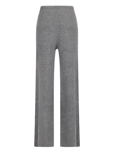 Notshy Ribbed Drawstring Trousers In Gray