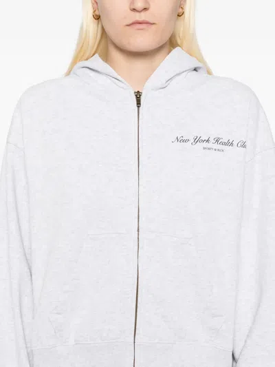 Sporty And Rich Printed Cotton Hoodie In White