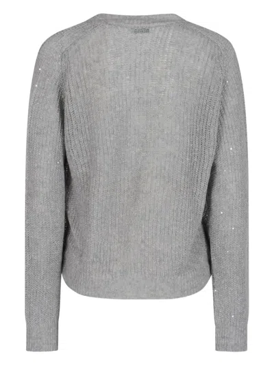 Peserico Sequin-embellished Cardigan In Gray