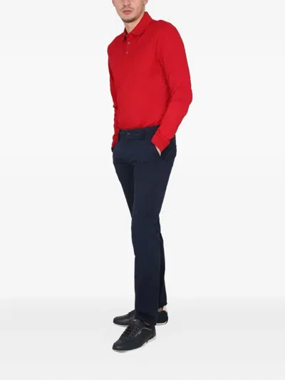 Hugo Boss Boss Men Polo With Logo Embroidery In Red